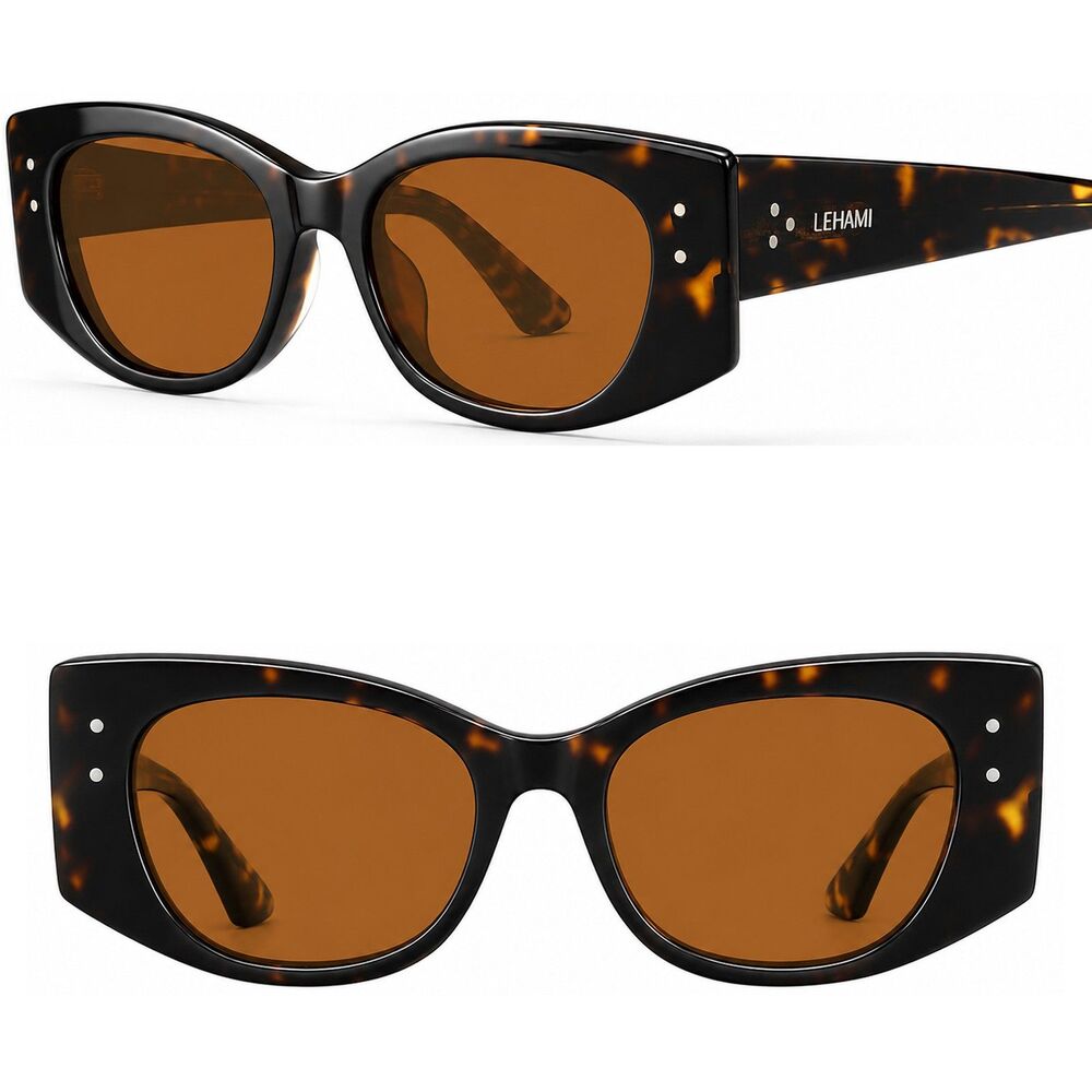 *Case Included* Women's Cat Eye Polarized Sunglasses Black Tortoise Brown Lens